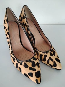 Stylish NEXT Leather Leopard Animal Print Pony Court Wedge Heel - Size 5.5 - Picture 1 of 18
