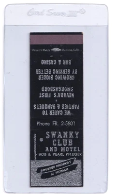 SWANKY CLUB - 1940's gaming matchcover - Henderson, Nevada - Image 1 of 3