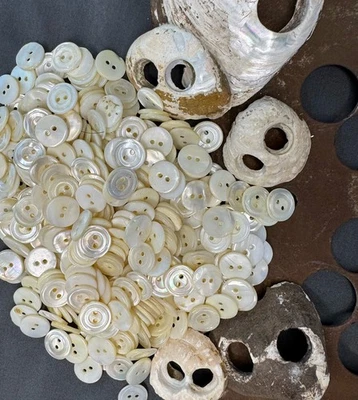 Set of 20 - 12.7mm or 1/2 inch MOP Buttons white Buttons 2 Hole Vintage Sewing - Image 1 of 2