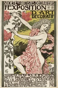 Vintage Art Nouveau Poster 1894 French Exhibition Advertisement Advertising AZ36 - Picture 1 of 1