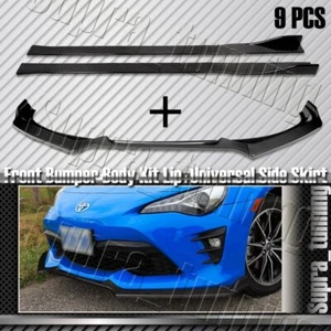 Carbon For Toyota 86 JDM Black Front Bumper Lip + Side Skirt Rocker Splitters - Picture 1 of 9