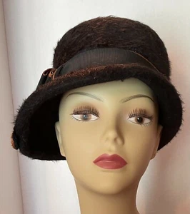 Vintage 1960’s Women's Black Bucket Wool Hat by “Henri Fifth Ave NY” - Picture 1 of 5