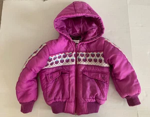 vtg 80s 90s girls 6x purple strawberry puffer coat artic racer (as is) - Picture 1 of 9
