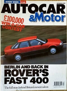 AUTOCAR MAGAZINE 28-MAR-90 - MVS Venturi 280, Rover 416 GTi, Citroen XM TD - Picture 1 of 2