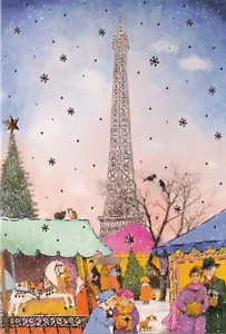 Paris Weihnachtsklappkarte Nostalgie Weihnachten Grußkarten Weihnachtsmarkt - Bild 1 von 1