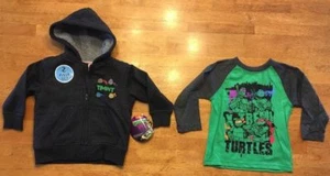 NWT Teenage Mutant Ninja Turtle Boy's Hooded Sweatshirt & Shirt - Size: 2T - Picture 1 of 12