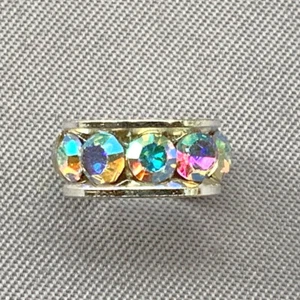 Crystal AB Large Hole Spacer 5x11mm Silver Plated Alloy Q15 Beads Per Pkg - Picture 1 of 2