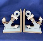 Anchors Away Nautical Ship Real Rope Ocean Blue Bookends Set Of 2 Sj10m6