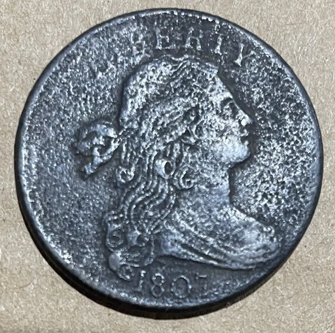 1807 Draped Bust Large Cent Large Fraction Rotated Die VF Details Cover