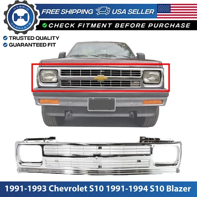 Nueva parrilla delantera de plástico cromado para Chevrolet S10 91-94 S10 Blazer 91-93 Foto 1 de 4