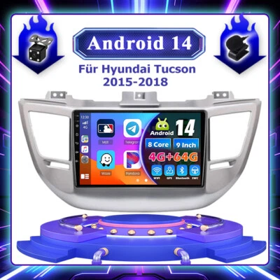 Für Hyundai Tucson 2015-2018 Autoradio Car Play Andorid 14 Navi GPS DSP 4G+64GB - Bild 1 von 4