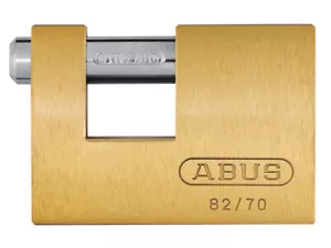 Abus Mechanische 82/70mm Monoblock Messing Vorhängeschloss Kardiert ABU8270C - Bild 1 von 1
