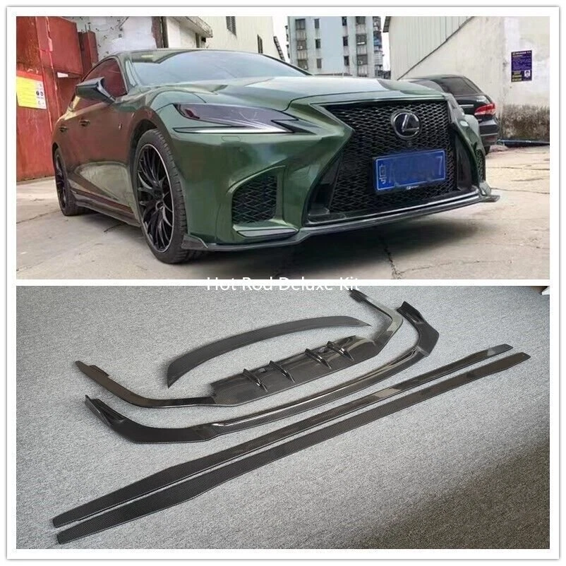 Parachoques trasero labio delantero de fibra de carbono real divisor alerón lateral para Lexus LS500H Foto 1 de 4