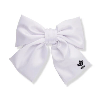 Lancome Large White With Black Flower Hair Bow Clip Bar Closure New - Image 1 of 4