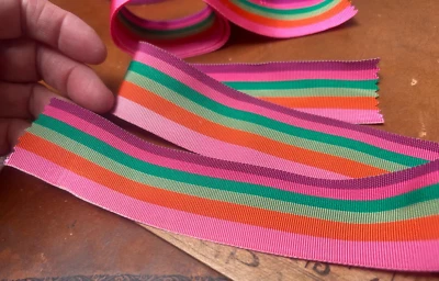 复古醋酸纤维罗缎饰边 1.5 英寸丝带条纹 23.5 件 美国制造 — 第 1/4 张图片