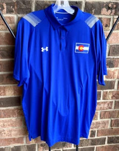 Under Armour Blue Polo Golf Shirt Colorado Patch Men Large - Imagen 1 de 12