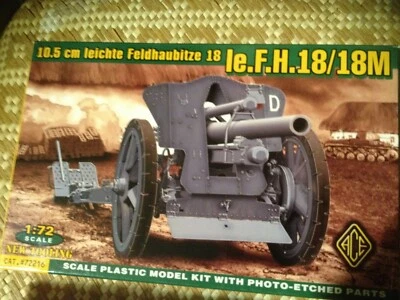 RARE- ACE 72216 1/72 canon allemand SFH18+ canon metal WW2   - Photo 1/3