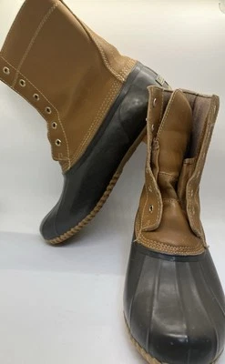 Botas Lands End Duck para mujer 9 suelas de goma de cuero marrón impermeables sin cordones Foto 1 de 4