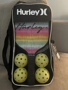 Hurley Pickleball Set 2 Paddles 4 Balls Carry Case Rainbow New w/ Tags - Picture 1 of 3
