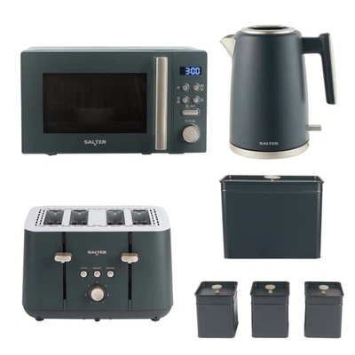 Salter Marino Set - 1.7L Kettle, 4 Slice Toaster, 20L Microwave & 4 Canisters - Image 1 of 4