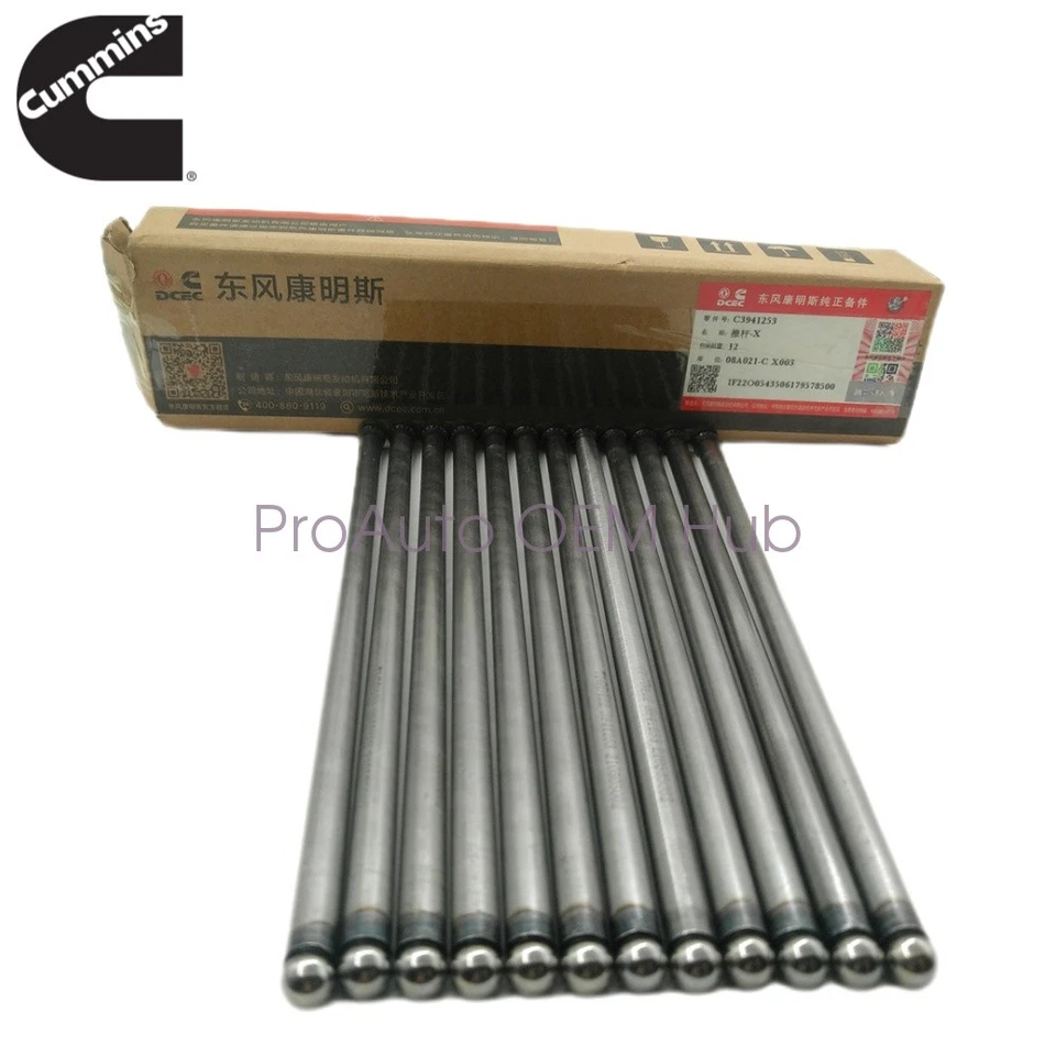 12pcs 3941253 OEM Cummins Push Rods Valve For DODGE RAM 4500 5500 2008-2010 6.7L Foto 1 de 4