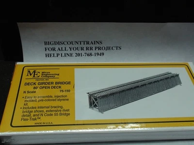 MICRO ENGINEERING #75-150 N SCALE DECK GIRDER BRIDGE 80' OPEN DECK - Image 1 of 4
