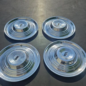 1951 Ford Accessory Trim Beauty Rings 15" w/Dog Dish Hubcaps 8 pieces 51 - Picture 1 of 23