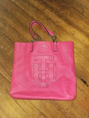 Tommy Hilfigure Hot Pink Purse Two Straps With Gold Chain Links - Image 1 of 4