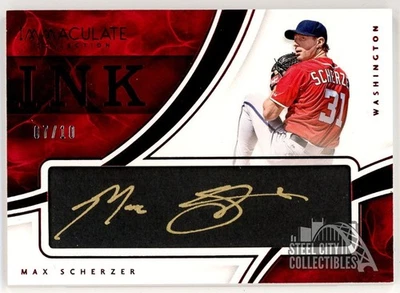 Max Scherzer 2016 Panini Immaculate Ink Red Autograph Card #II-MS 07/10 - Image 1 of 2