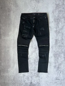 Philipp Plein “Biker” Distressed Moto Skinny Denim Jeans – Mens Size US 32 EU 48 - Picture 1 of 15
