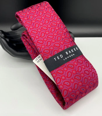 Corbata TED BAKER London para hombre mezcla de seda ~ roja ~ cachemira ~ NUEVA PRECIO DE VENTA SUGERIDO POR EL FABRICANTE: $79,50 Foto 1 de 3