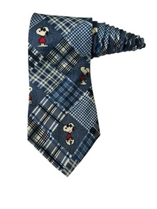 Peanuts Cool And Casual Joe Cool Blue Plaid Cartoon Novelty Necktie Snoopy - Picture 1 of 8