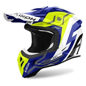 Airoh AVIATOR ACE 2 GROUND Yellow Blue Gloss Carbon Helmet Motocross Enduro - Picture 1 of 4