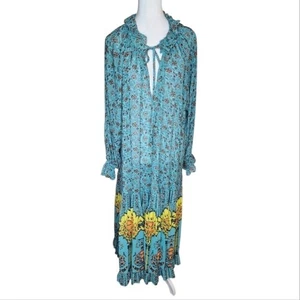 Free People Feeling Groovy Bird Border Print Maxi Dress Size Medium - Picture 1 of 11