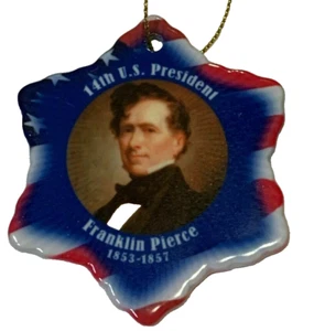 Franklin Pierce 14th US President Porcelain Christmas Double Sided Ornament  - Picture 1 of 2