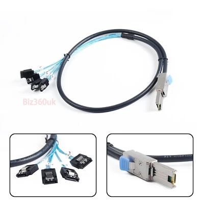 For 9201-16e Mini-SAS SFF-8088 26P to 4 X SATA 7Pin Forward Breakout Cable 1Mete - Image 1 of 4