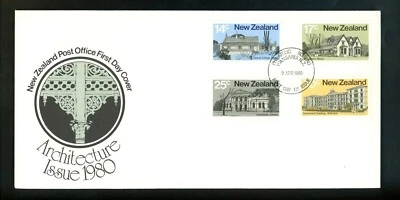 Postal History New Zealand FDC #707-710 Architecture buildings 1980 - Image 1 of 2