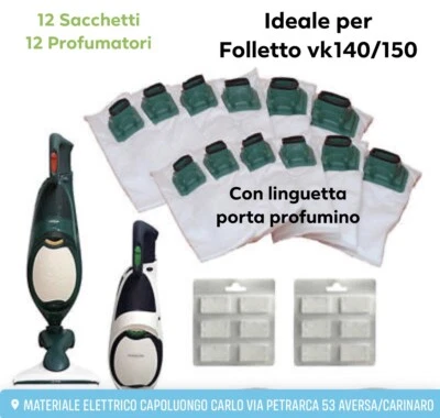 FOLLETTO SACCHETTI Vk140/150 "KIT FOLLETTO" Da 12 SACCHETTI + 12 PROFUMINI