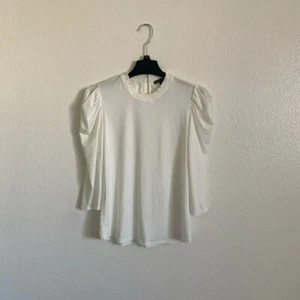 Adrianna Papell Cream Ruffled Puff Sleeve Blouse Size S - Picture 1 of 9