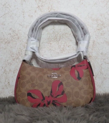Coach Teri наплечная сумка в подпись холст с бантом печать (коричневый) - новый с Ярлыками (CAA70) - Изображение 1 из 4