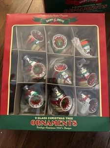 9 Christopher Radko SHINY BRITE Christmas Assorted Striped Glass Ornaments NIB - Picture 1 of 2