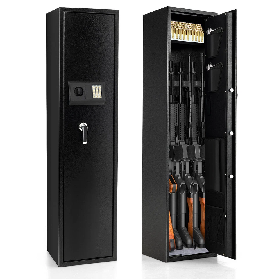 Rifle Gun Safe Long Gun Safe Box Quick Access 5-Gun Metal Rifle Security Cabinet - Image 1 of 4