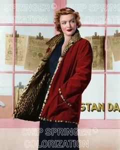 MYRNA LOY LEOPARD LINED COAT 5 DAYS! 8X10 BEAUTIFUL COLOR PHOTO BY CHIP SPRINGER - Picture 1 of 1