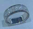 1.50Ct Round Cut Real Moissanite Cluster Wedding Band 14K White Gold Plated