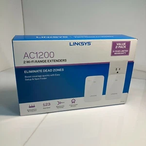 LINKSYS AC1200 RE6350 Dual-Band Wi-Fi Range Extender 2000 SqFt 2 Pack Open Box - Picture 1 of 7