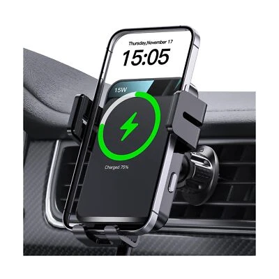 Wireless Car Charger, MOKPR Auto-Clamping Car Mount 15W/10W/7.5W Fast Chargin... - Image 1 of 4