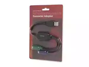 Monoprice PS/2 Keyboard/Mouse to USB Converter Adapter, Black, New in Package - Picture 1 of 2