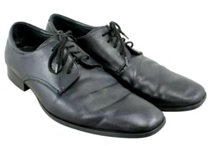 Calvin Klein Men's US 10 M Brodie Oxford Shoe Black Burnished Leather Gareth II - Picture 1 of 8