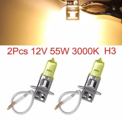 H3 Halogen 3000K 55W Car Fog Driving Light Bright Replacement Bulb Glass Yellow* - Image 1 of 4