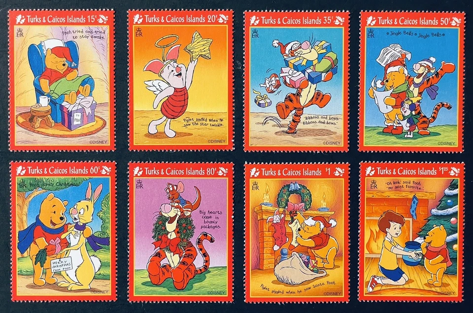 SELLOS DE NAVIDAD DE TURCOS Y CAICOS WINNIE THE POOH DISNEY 1996 MNH PIGLET TIGGER Foto 1 de 1